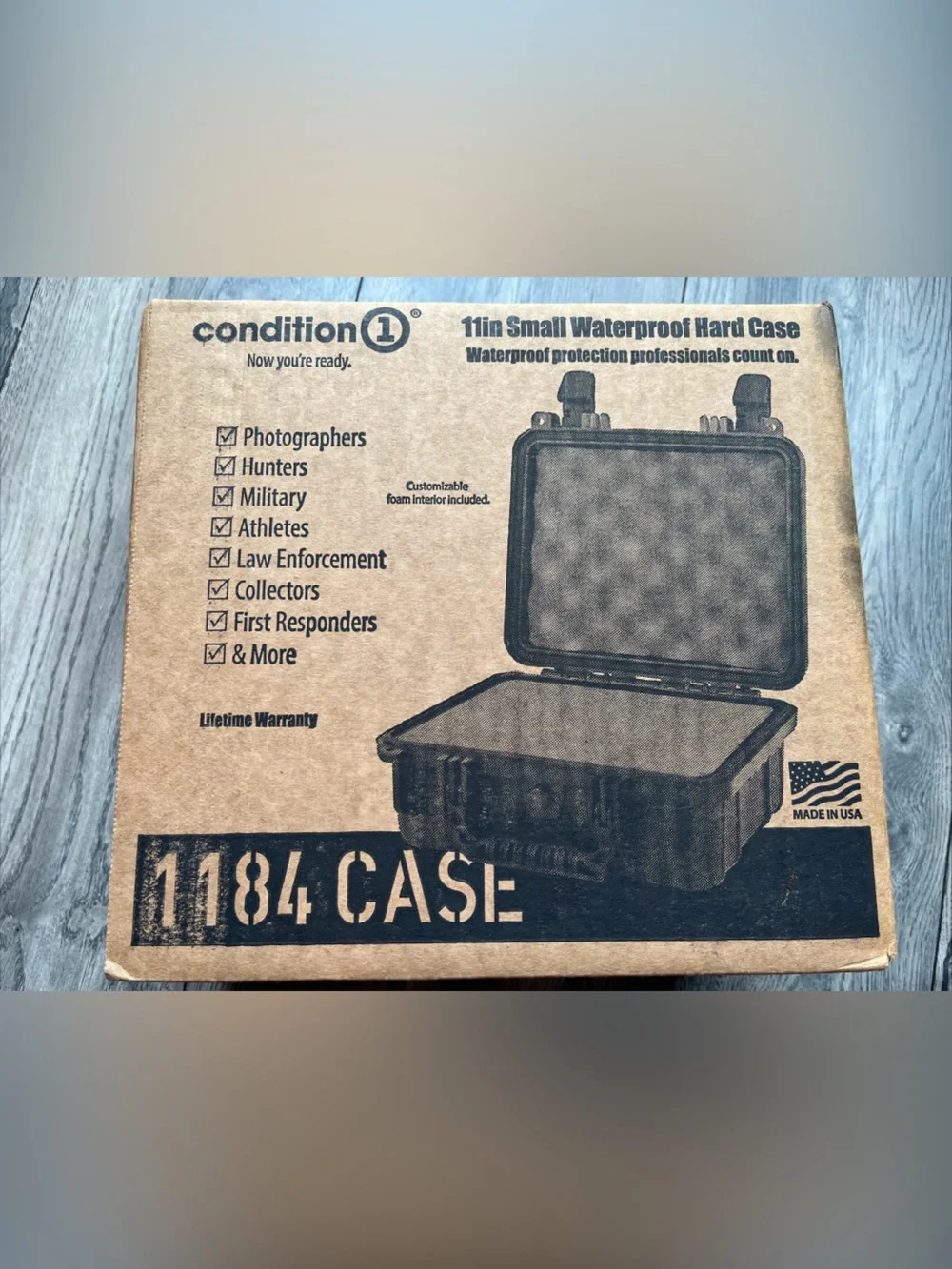 1184 Small Waterproof Hard Case - Black 11” open box